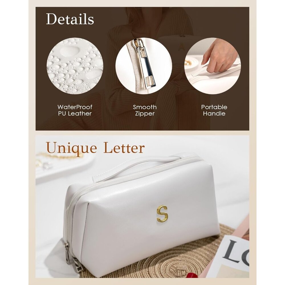 Personalized Initial Makeup Bag - Elegant Waterpr… - image 5